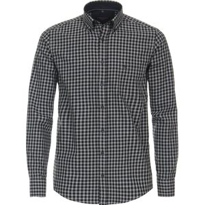 CASA MODA Sport casual fit overhemd - flanel - blauw geruit - Strijkvriendelijk - Boordmaat: 41 - 42
