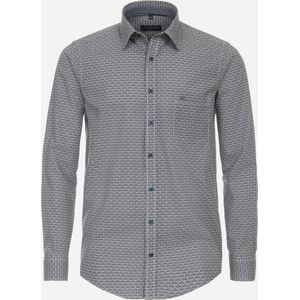 CASA MODA Sport Casual Fit Overhemd - Blauw Dessin - Popeline - Strijkvriendelijk