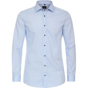 VENTI - Body Fit - Overhemd - Blauw - Strijkvriendelijk