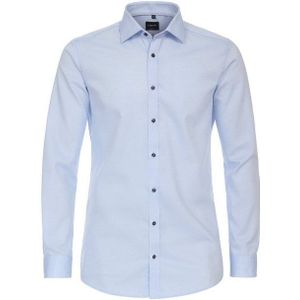 VENTI - Body Fit - Overhemd - Blauw - Strijkvriendelijk