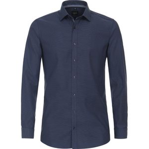 VENTI - Body Fit Overhemd - Blauw - Strijkvriendelijk