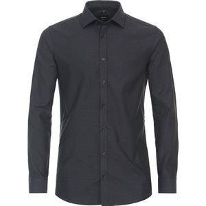 VENTI body fit overhemd, dobby, antraciet