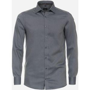 VENTI - Modern Fit Overhemd - Bruin - Dobby - Strijkvrij