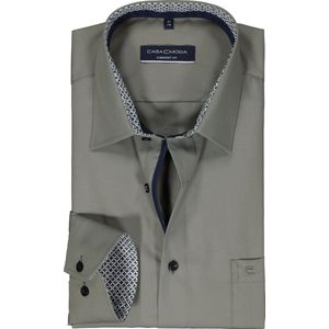 Casa Moda - Overhemd - Groen - Lange Mouw - 100% Katoen - Kent Kraag - Met Borstzak