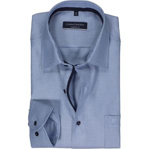 CASA MODA - Dobby - Overhemd - Blauw - Strijkvrij - Boordmaat 38
