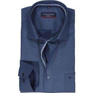 CASA MODA - Modern Fit Overhemd - Dobby - Blauw - Strijkvrij