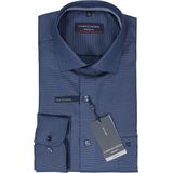 CASA MODA Overhemd - Blauw - 97% Katoen, 3% Elastaan - Kent Kraag, Lange Mouwen