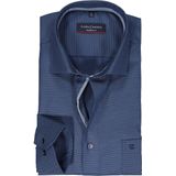 CASA MODA Overhemd - Blauw - 97% Katoen, 3% Elastaan - Kent Kraag, Lange Mouwen