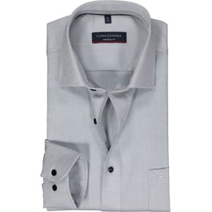 CASA MODA modern fit overhemd - dobby - grijs - Strijkvrij - Boordmaat: 38