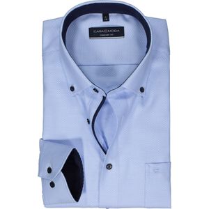 CASA MODA - Dobby - Overhemd - Blauw - Strijkvrij - Boordmaat: 44