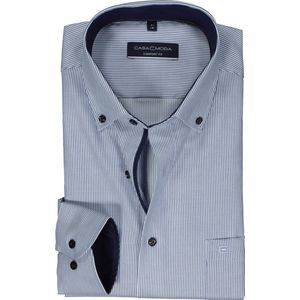 CASA MODA Overhemd - Blauw Gestreept - 100% Katoen - Button Down Kraag