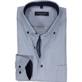 CASA MODA - Dobby - Overhemd - Blauw Gestreept - Strijkvriendelijk - Boordmaat: 46