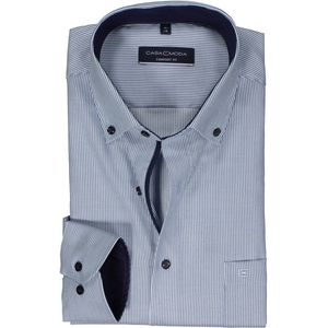 CASA MODA - Dobby - Overhemd - Blauw Gestreept - Strijkvriendelijk - Boordmaat: 46