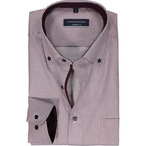 CASA MODA - Overhemd - Rood Gestreept - 100% Katoen - Strijkvriendelijk