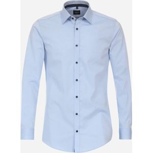 VENTI - Body Fit Overhemd - Blauw - Strijkvriendelijk - Mouwlengte 72 cm - Kraagmaat 38