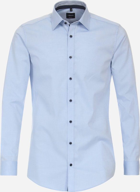 VENTI - Body Fit Overhemd - Blauw - Strijkvriendelijk - Mouwlengte 72 cm - Kraagmaat 38