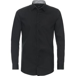 VENTI - Body Fit Overhemd - Zwart - Mouwlengte 72 cm - Strijkvriendelijk