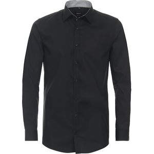 VENTI - Body Fit Overhemd - Zwart - Mouwlengte 72 cm - Strijkvriendelijk