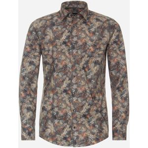 VENTI - Modern Fit - Overhemd - Bruin - Popeline