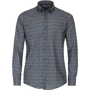 CASA MODA - Multicolor Fantasie - Overhemd - Blauw - 100% Katoen - Strijkvriendelijk - Boordmaat: 53/54