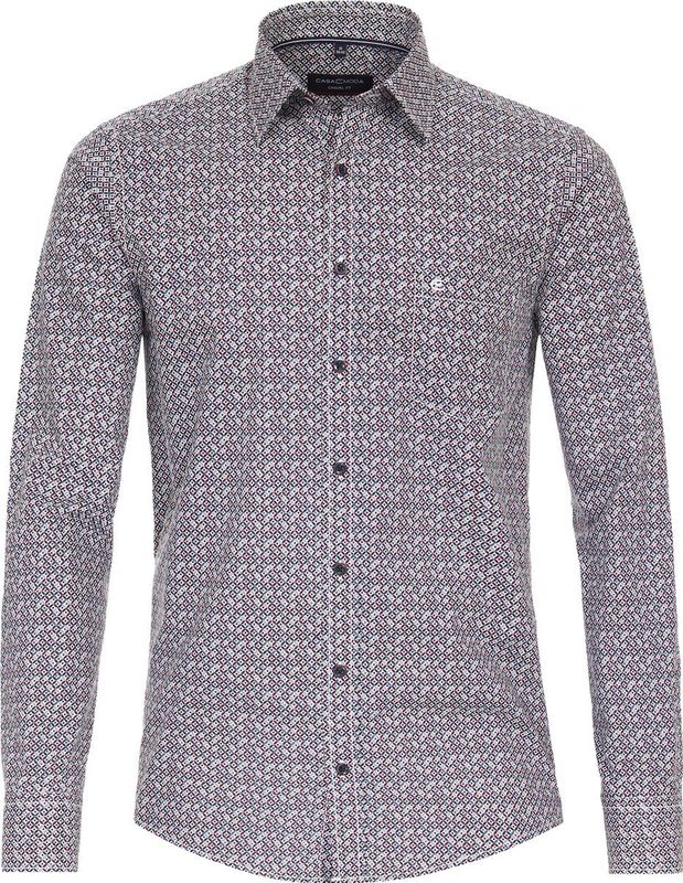 CASA MODA - Casual Fit Overhemd - Blauw - Poplin - Lange Mouwen