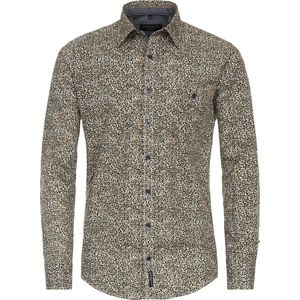 CASA MODA Sport Overhemd - Groen Dessin - Popeline - Strijkvriendelijk