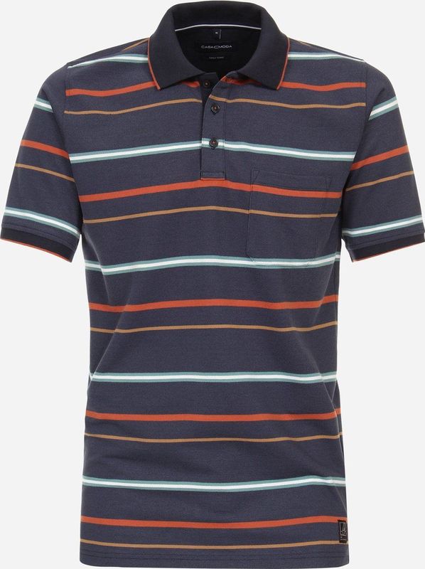 CASA MODA comfort fit heren polo, blauw gestreept