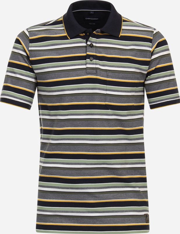 CASA MODA comfort fit heren polo, geel gestreept