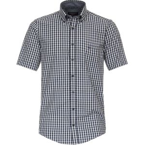 CASA MODA - Sport Casual Fit Overhemd - Blauw Geruit - Korte Mouw - Strijkvriendelijk