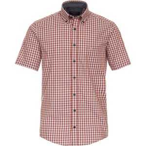 CASA MODA - Sport Casual Fit - Overhemd - Oranje Geruit - Korte Mouw