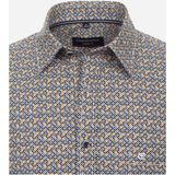 CASA MODA - Sport Casual Fit - Overhemd - Geel Dessin - Korte Mouw - Strijkvriendelijk