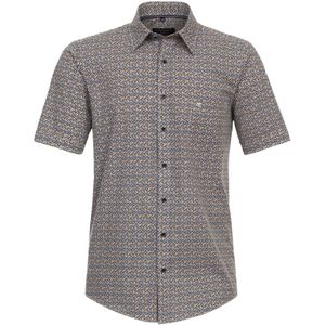 CASA MODA - Sport Casual Fit - Overhemd - Geel Dessin - Korte Mouw - Strijkvriendelijk