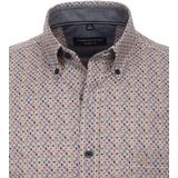 CASA MODA Sport casual fit overhemd, korte mouw, twill, blauw met wit en oranje dessin