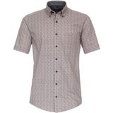 CASA MODA Sport casual fit overhemd, korte mouw, twill, blauw met wit en oranje dessin