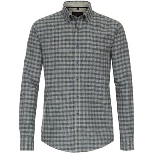 Casa Moda - Geruit Overhemd - Groen - Linnen/Katoen - Wijde Fit