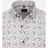 VENTI - Body Fit Overhemd - Popeline - Blauw Dessin - Strijkvriendelijk