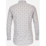 VENTI - Body Fit Overhemd - Popeline - Blauw Dessin - Strijkvriendelijk