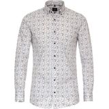 VENTI - Body Fit Overhemd - Popeline - Blauw Dessin - Strijkvriendelijk