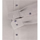 CASA MODA - Dobby - Overhemd - Beige - Blauw Wit Mini Dessin - Strijkvrij