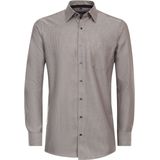 CASA MODA - Dobby - Overhemd - Beige - Blauw Wit Mini Dessin - Strijkvrij