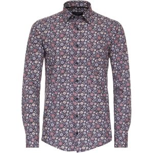 CASA MODA - Sport Casual Fit Overhemd - Rood Dessin - Strijkvriendelijk