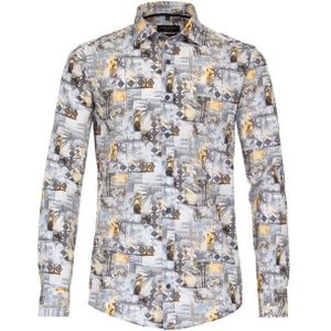 CASA MODA Sport casual fit overhemd, popeline, blauw dessin