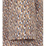 CASA MODA - Multicolor Fantasie - Overhemd - Wit met Beige en Oranje Dessin - Korte Mouw - Strijkvriendelijk