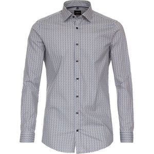 VENTI - Body Fit - Overhemd - Blauw - Popeline, Easy Iron