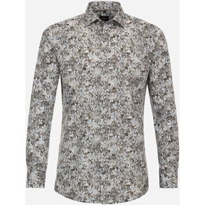 VENTI - Overhemd - Bruin Dessin - Modern Fit - Popeline