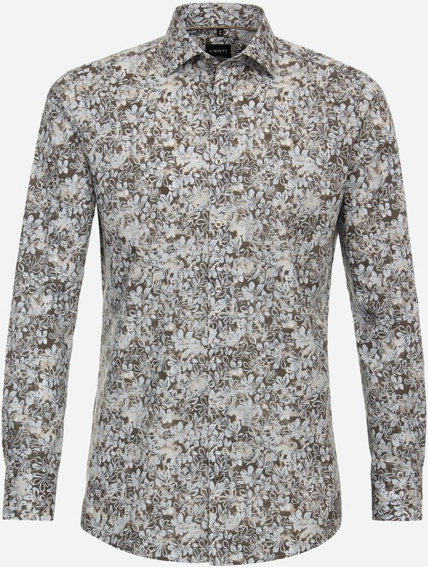 VENTI - Overhemd - Bruin Dessin - Modern Fit - Popeline