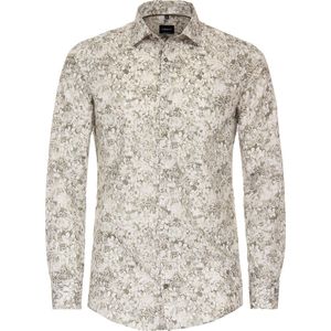 VENTI - Modern Fit Overhemd - Groen Dessin - Popeline - Strijkvriendelijk