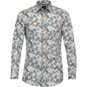 VENTI - Body Fit Overhemd - Bruin Dessin - Popeline