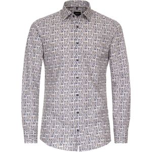 VENTI - Modern Fit Overhemd - Bruin Dessin - Strijkvriendelijk - Boordmaat 48