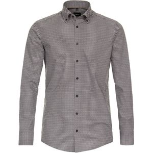 VENTI - Modern Fit - Overhemd - Bruin Dessin - Popeline